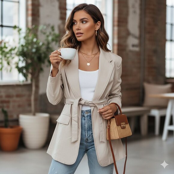 ASTR The Label Linen Jacket Sand Size Small NWT - Picture 1 of 5